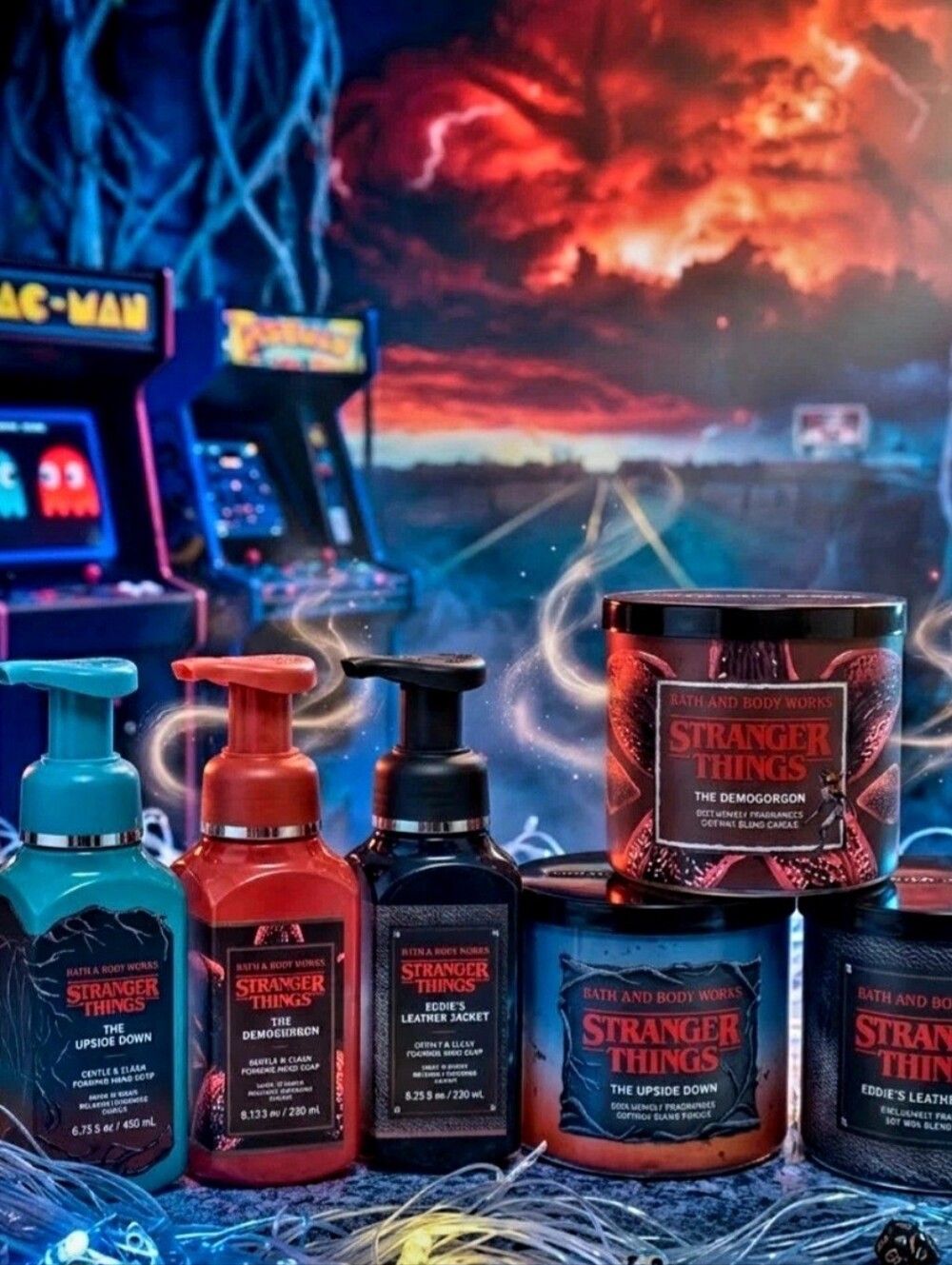 Bath & Body Works STRANGER THINGS Collector\'s Set: ALL 3 Candles & 3 Soaps HTF
